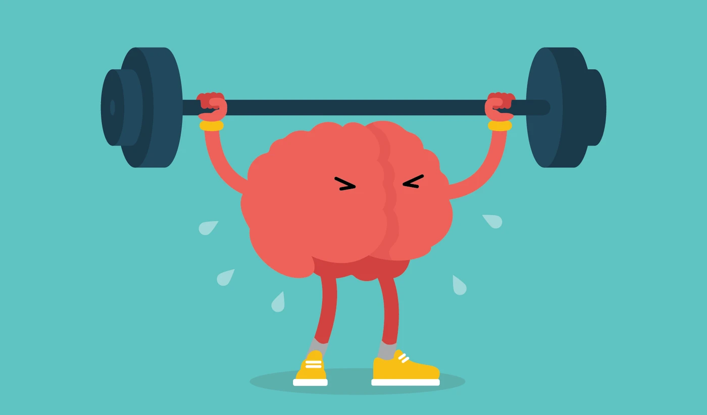 illustration of a brain lifting a barbell
